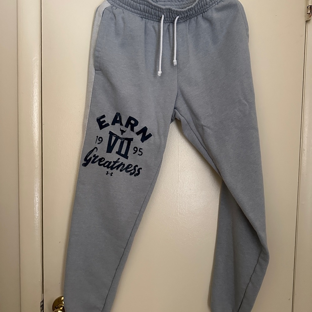 Under Armour Gray Sweatpants with Navy Print